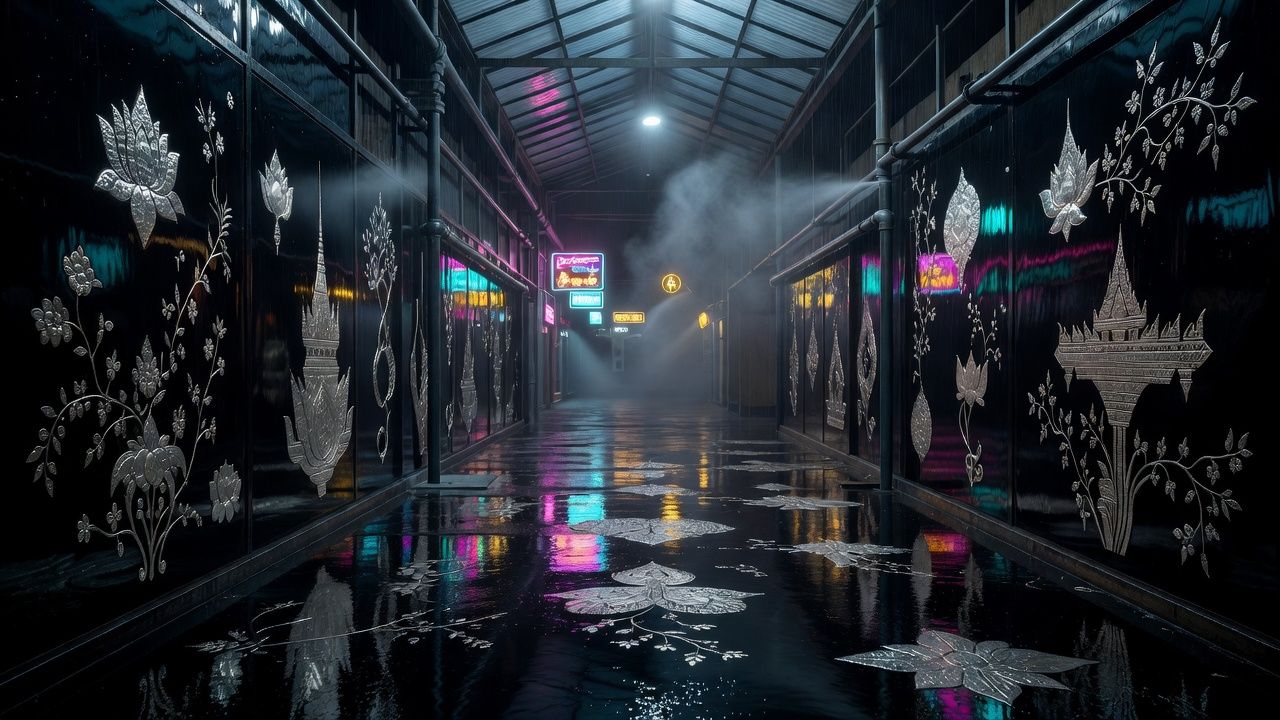 Neon Rainy Alley