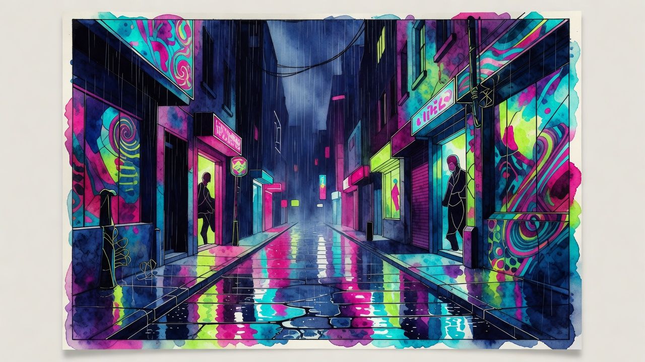 Neon Rainy Alley