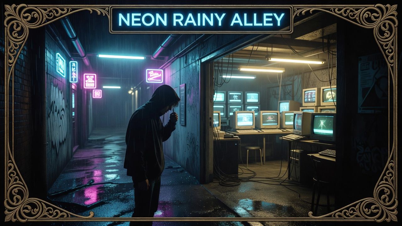 Neon Rainy Alley