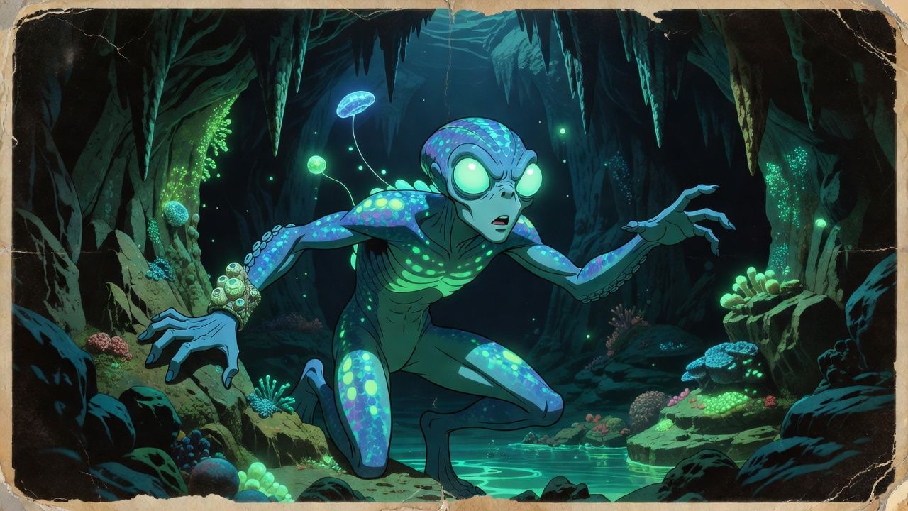 Bioluminescent Deep Sea Cave