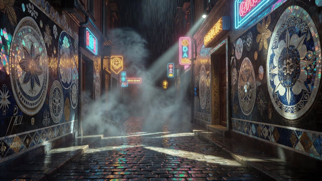Neon Rainy Alley