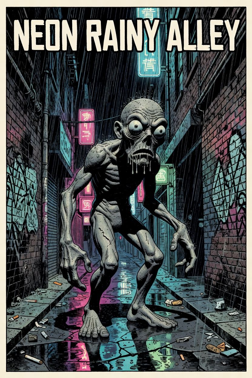 Neon Rainy Alley