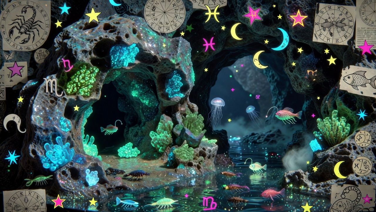 Bioluminescent Deep Sea Cave