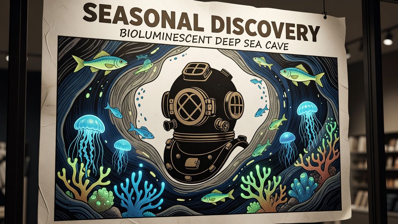 Bioluminescent Deep Sea Cave