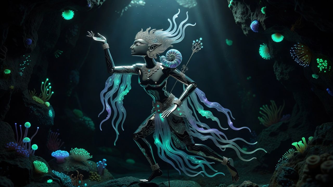 Bioluminescent Deep Sea Cave