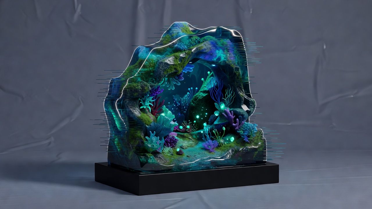 Bioluminescent Deep Sea Cave