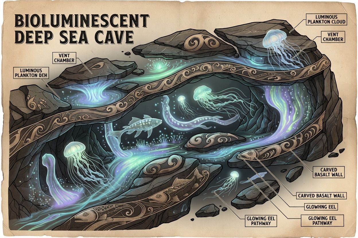 Bioluminescent Deep Sea Cave