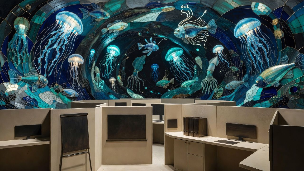 Bioluminescent Deep Sea Cave