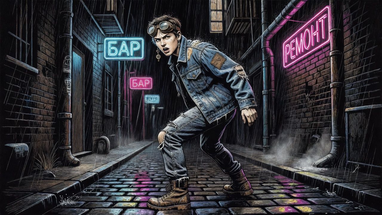 Neon Rainy Alley