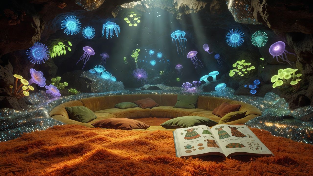 Bioluminescent Deep Sea Cave