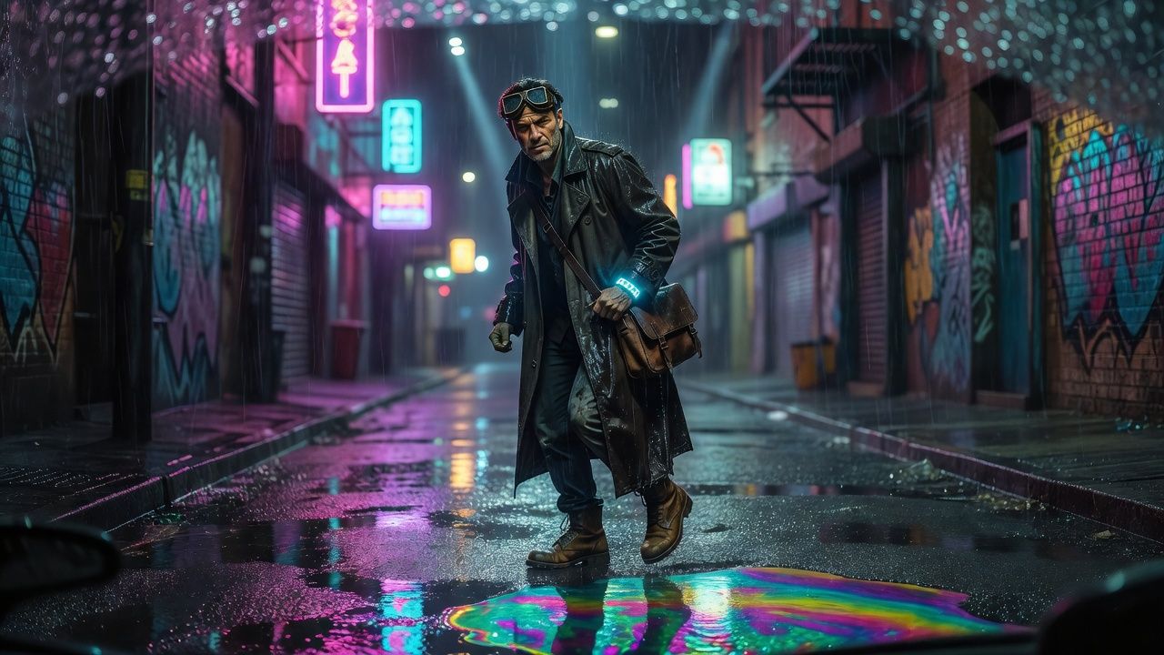 Neon Rainy Alley