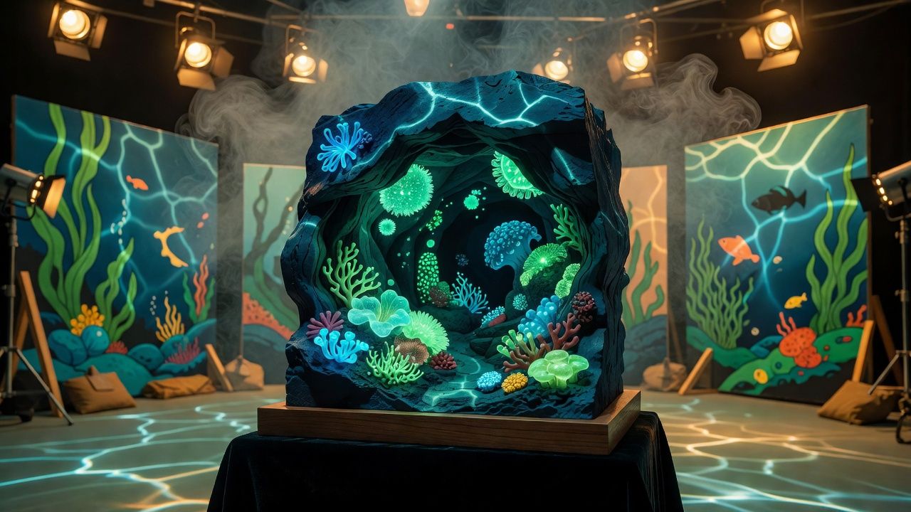 Bioluminescent Deep Sea Cave