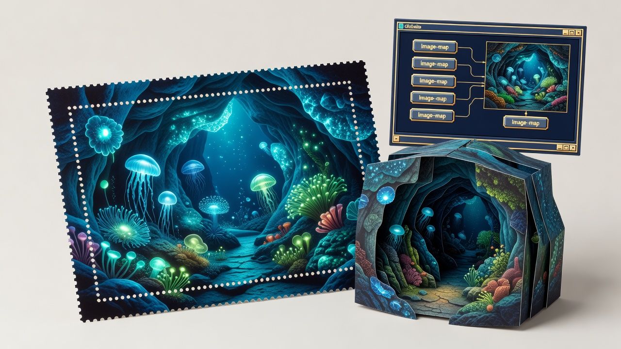 Bioluminescent Deep Sea Cave